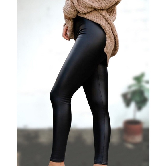 BP Nordstrom Womens Faux Leather Leggings In Black Size Small - Picture 3 of 10